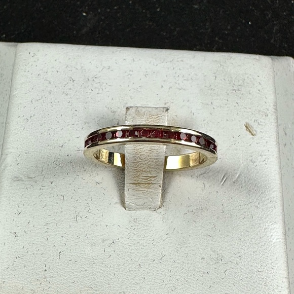 14KT Gold electroplated Ruby eternity Band Ring - Picture 2 of 2